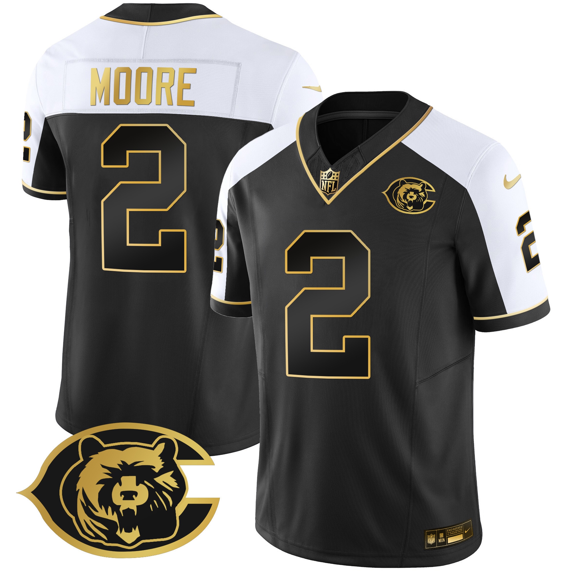 D.J. Moore Men's Chicago Bears Throwback Gold Vapor Alternate Jersey - All Stitched 