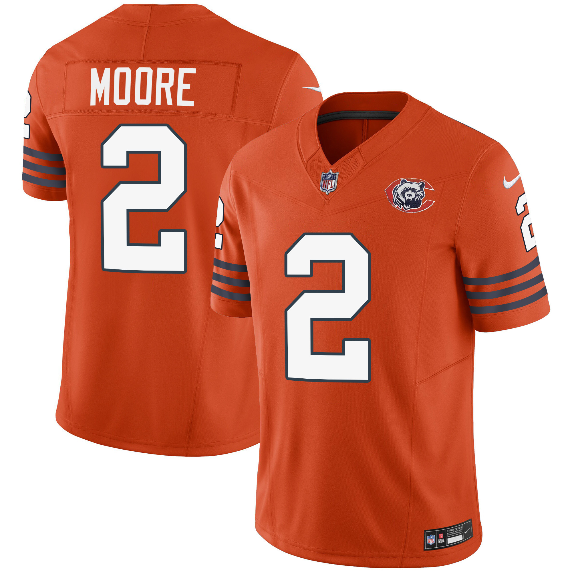 D.J. Moore Men's Chicago Bears Throwback Vapor Orange Jersey - All Stitched 