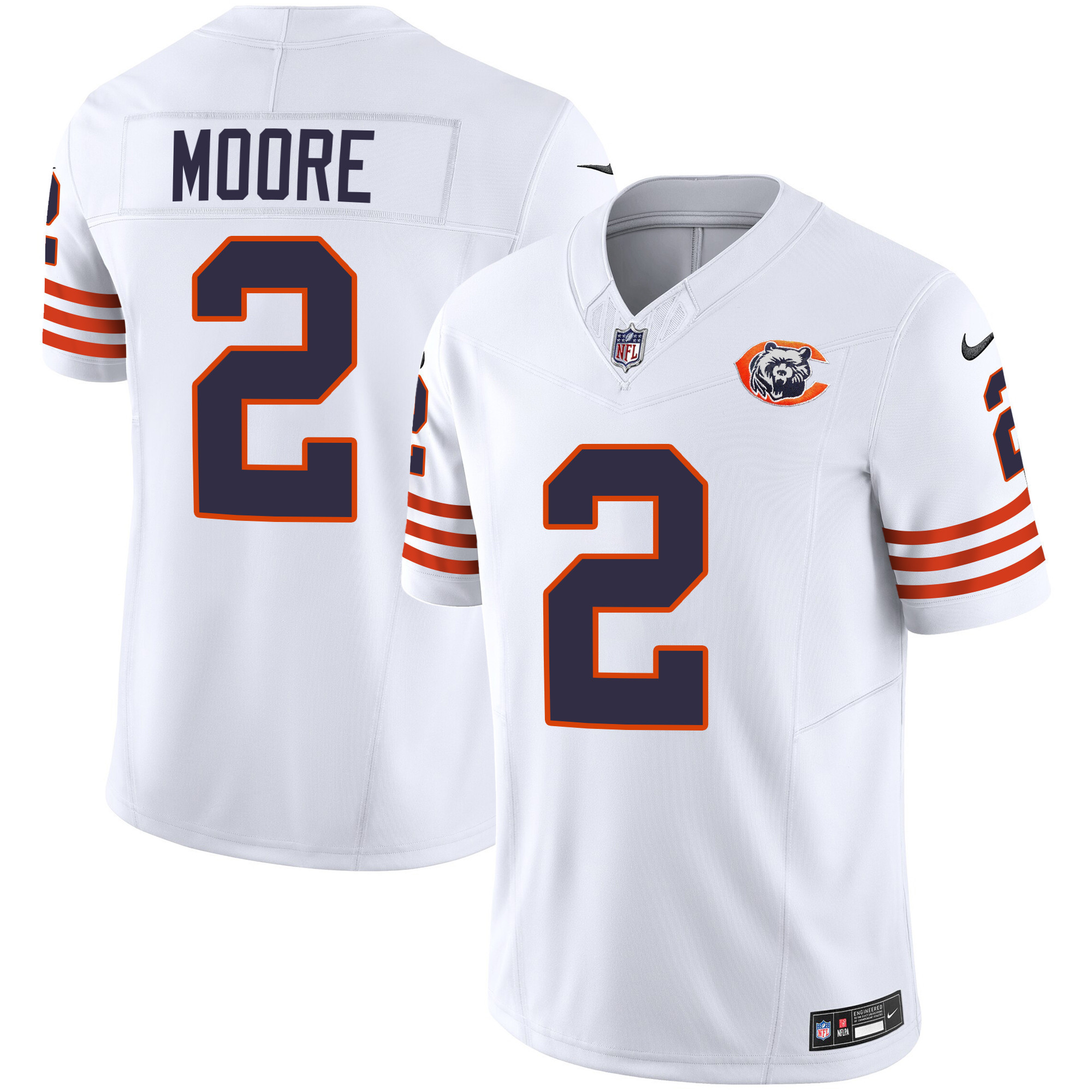 D.J. Moore Men's Chicago Bears Throwback Vapor White Jersey - All Stitched 
