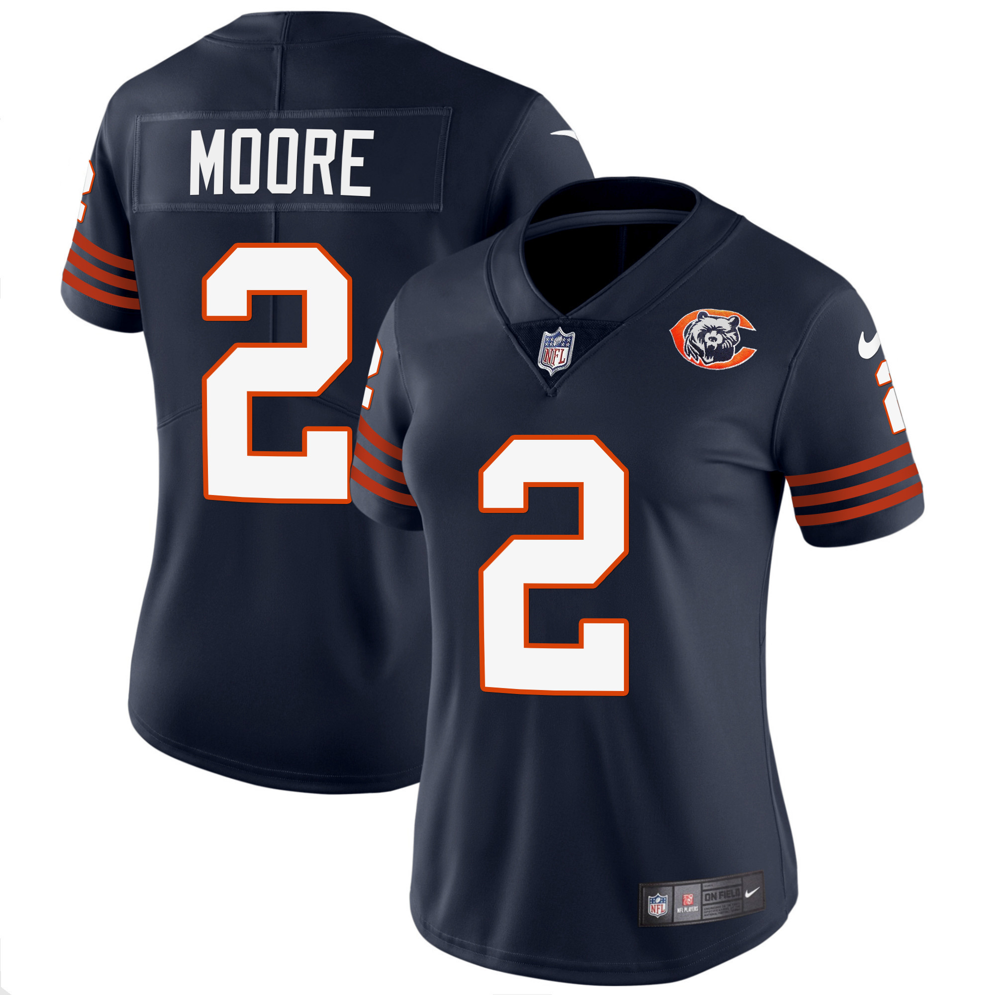D.J. Moore Women's Chicago Bears Throwback Vapor Navy Jersey - All Stitched 