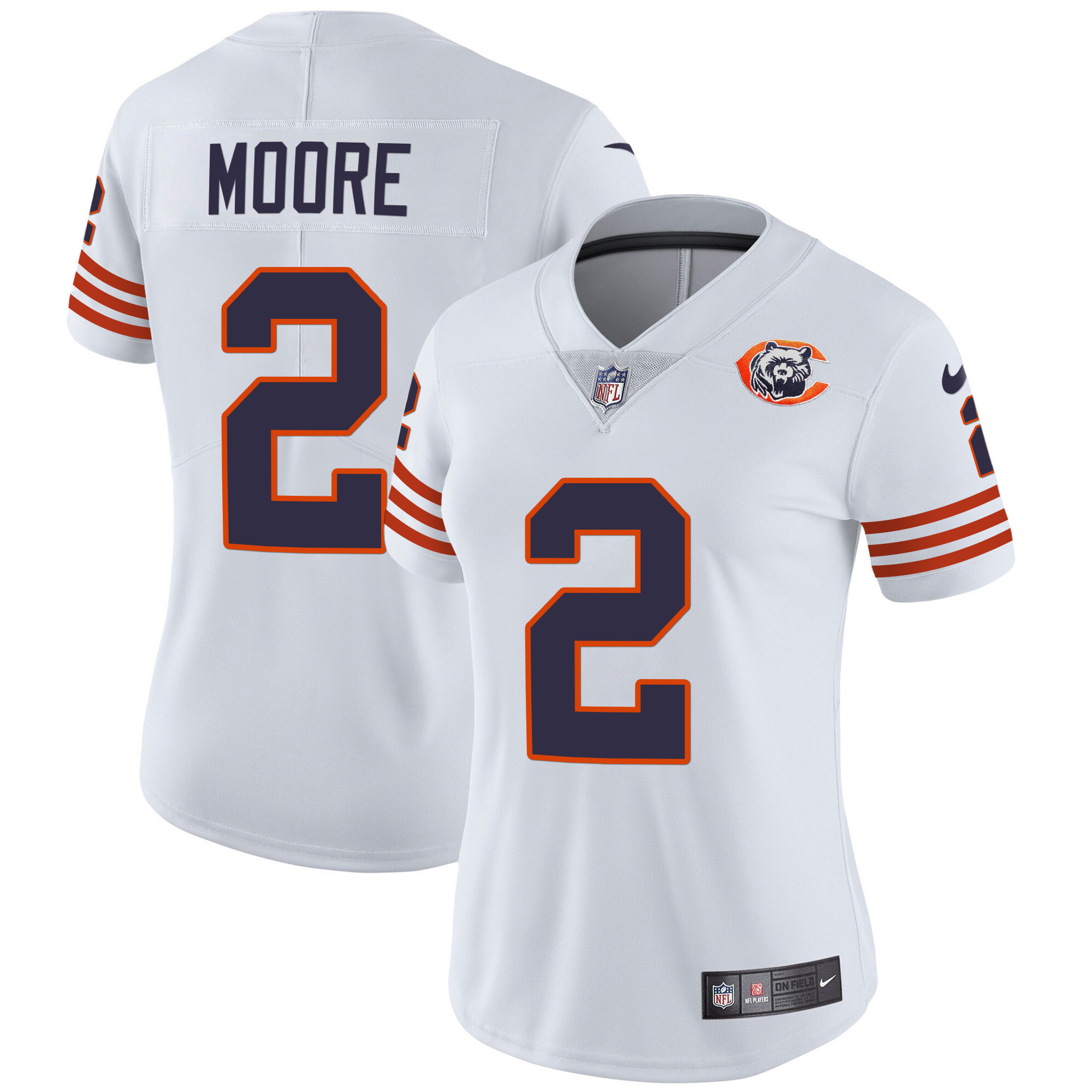 D.J. Moore Women's Chicago Bears Throwback Vapor White Jersey - All Stitched 