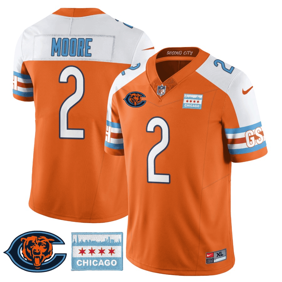 D J Moore Men's Chicago Bears City Edition GSH Orange Alternate Jersey - All Stitched 