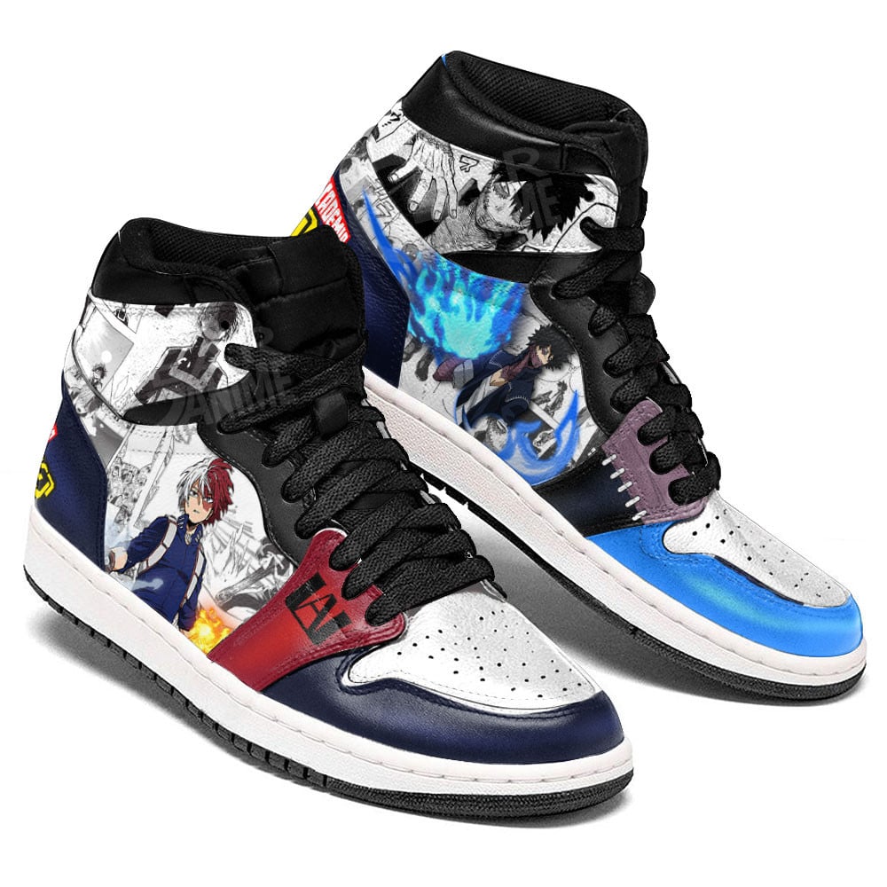Dabi and Shoto JD1s Sneakers BNHA Manga Mixed Anime, Air Jordan Hightop