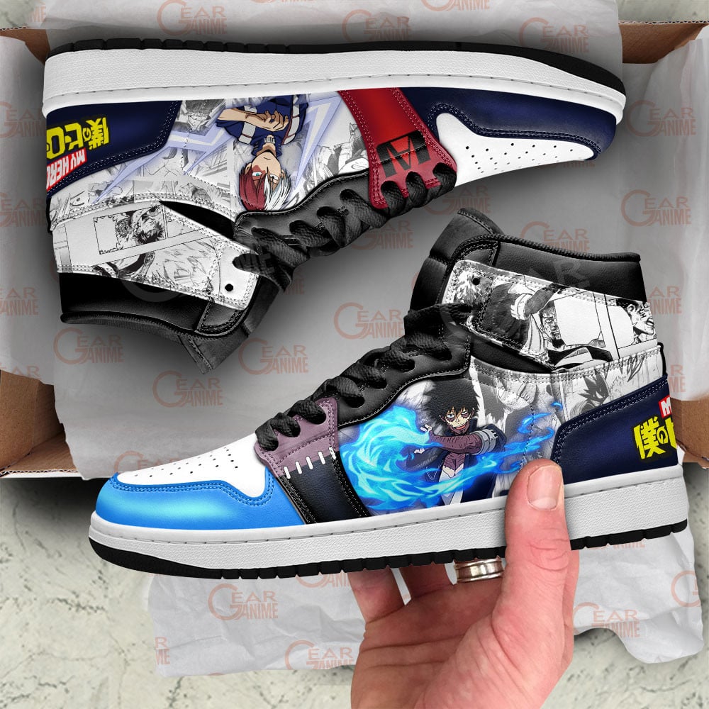 Dabi and Shoto JD1s Sneakers BNHA Manga Mixed Anime, Air Jordan Hightop