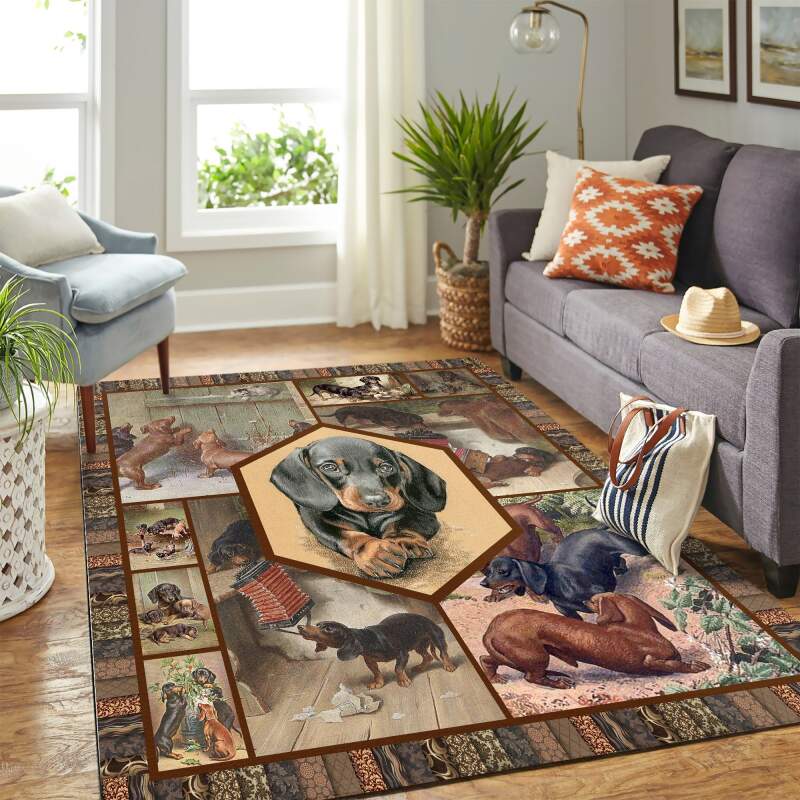 Dachshund Quilt Copy Mk Carpet Area Rectangle Rug