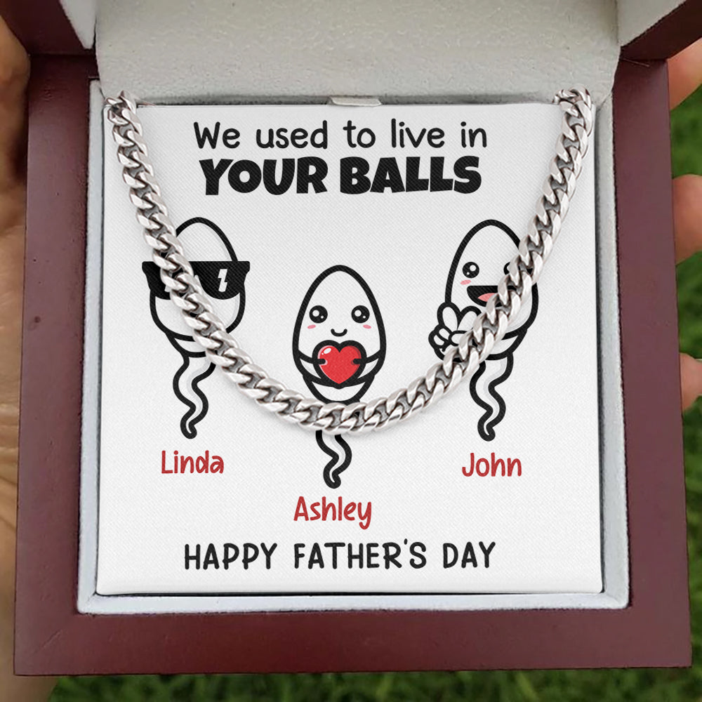 Dad Father Necklace Gift – Little Cute Kids Happy Father’s Day Personalized Cuban Link Chain Necklace