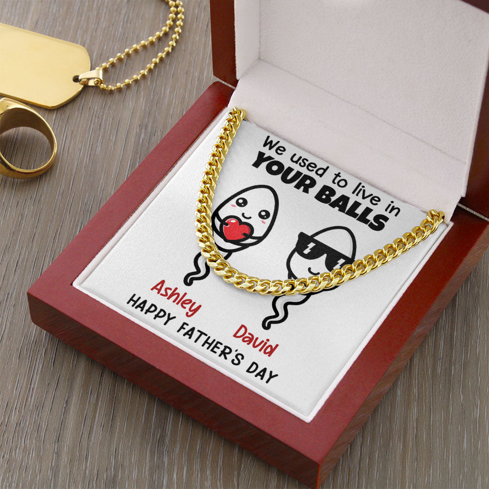 Dad Father Necklace Gift – Little Cute Kids Happy Father’s Day Personalized Cuban Link Chain Necklace