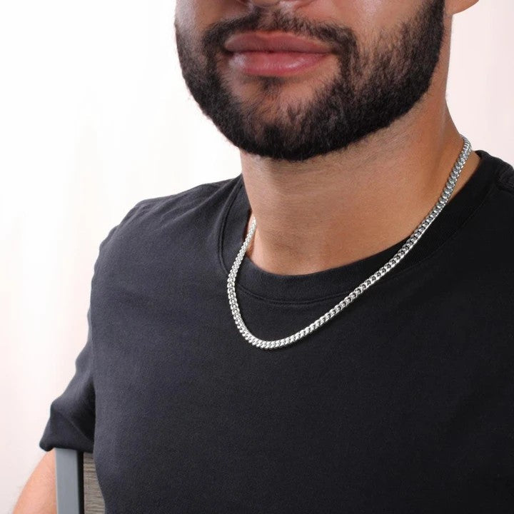 Dad Father Necklace Gift – Little Cute Kids Happy Father’s Day Personalized Cuban Link Chain Necklace