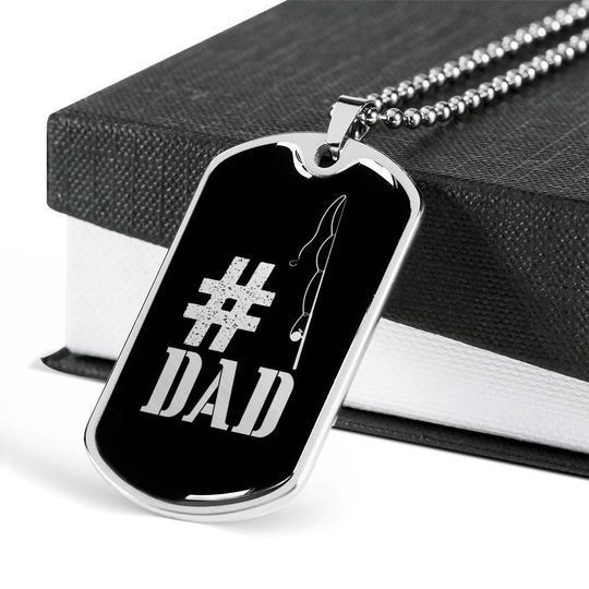 Dad Hastag Dog Tag Necklace Gift For Dad
