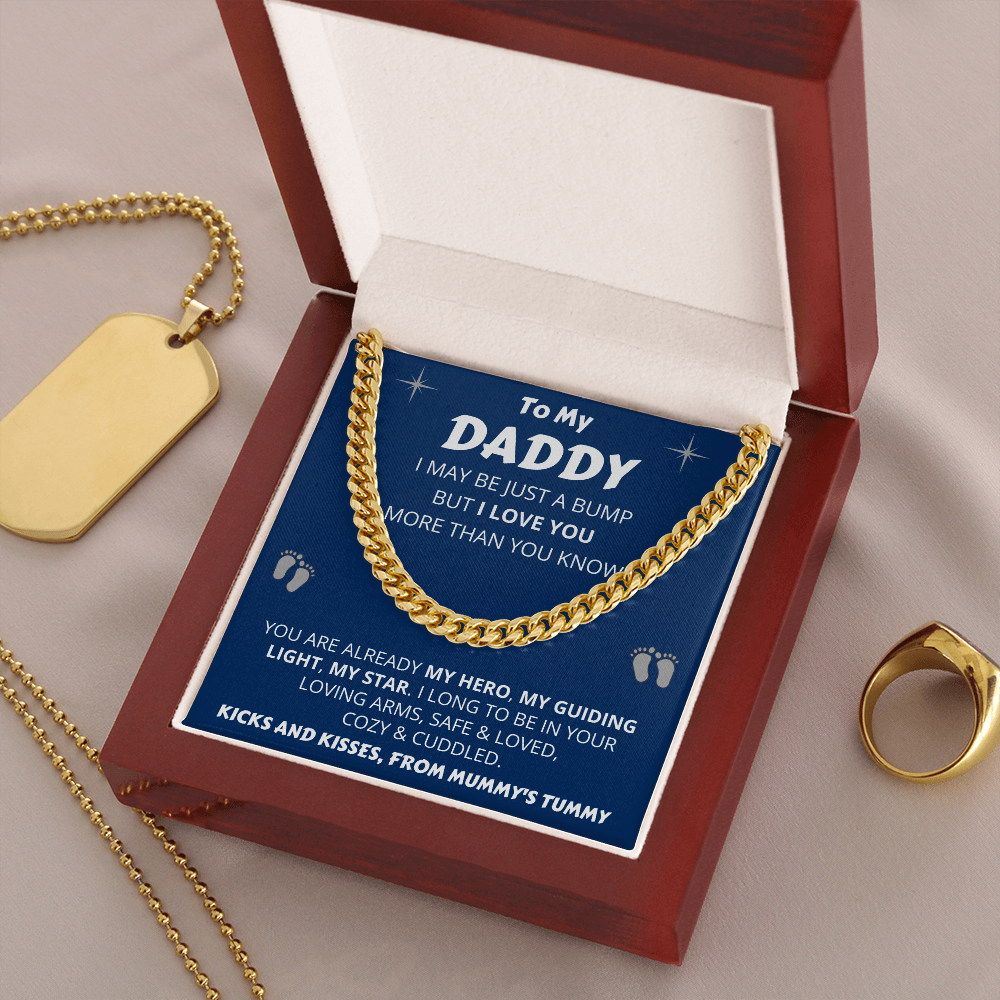 Dad Necklace To My Daddy from the Bump, Birthday Gift for Dad, Fatherr’s Day Gift, Necklace for Daddy, Cuban Link Chain Necklace