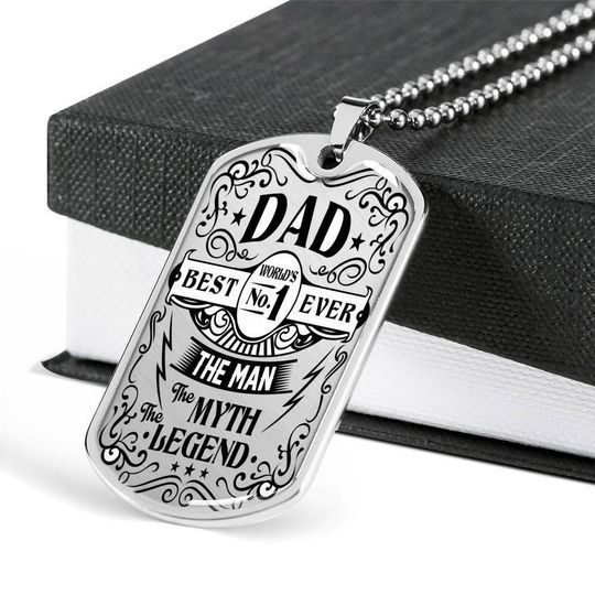 Dad The Man The Myth The Legend Dog Tag Necklace Gift For Dad