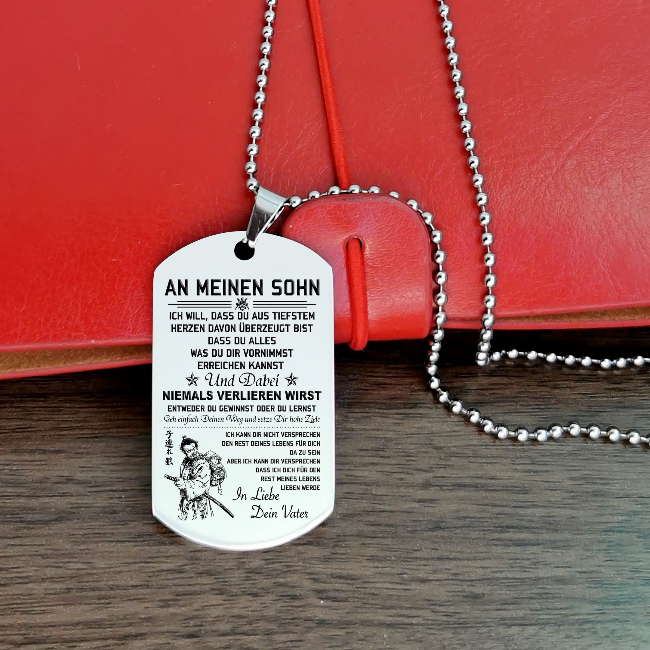 Dad To Son – Never Lose – German – Samurai Dog Tag
