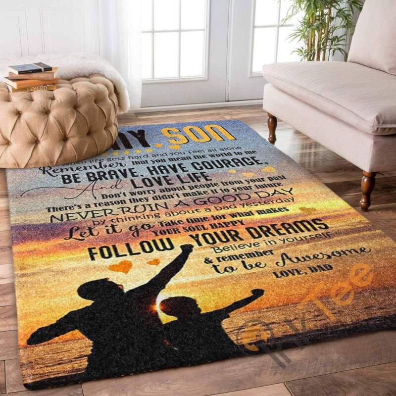Dad To Son My Believe In Yourself And Be Awesome Bedroom Home Decoration Gift For Father’s Day Rectangle Rug