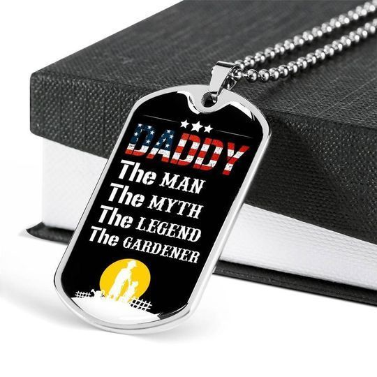 Daddy The Man The Myth The Legend Dog Tag Necklace Gift For Dad
