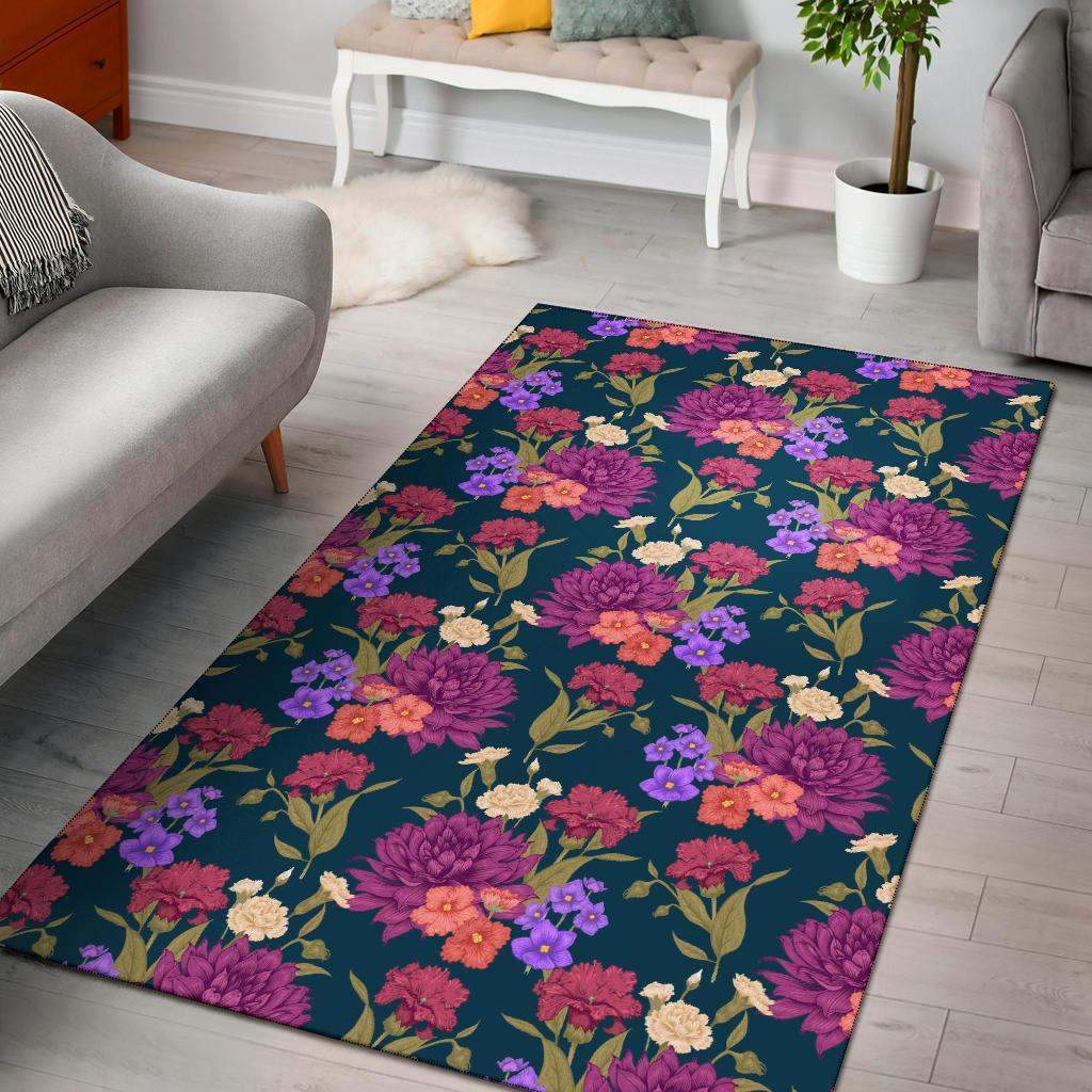 Dahlia Pattern Print Design Limited Edition Rectangle Rug