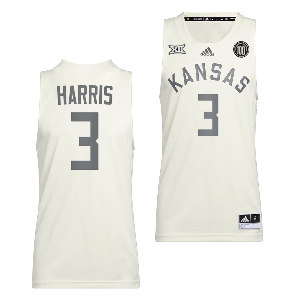 Dajuan Harris #3 Kansas Jayhawks 100 Anniversary of 1922 Helms National Champs White Jersey 2022 Retro