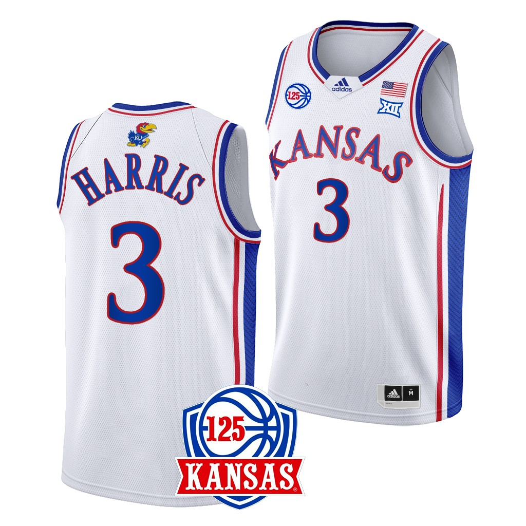 Dajuan Harris Kansas Jayhawks #3 White 125th Year Jersey 2022-23 Home