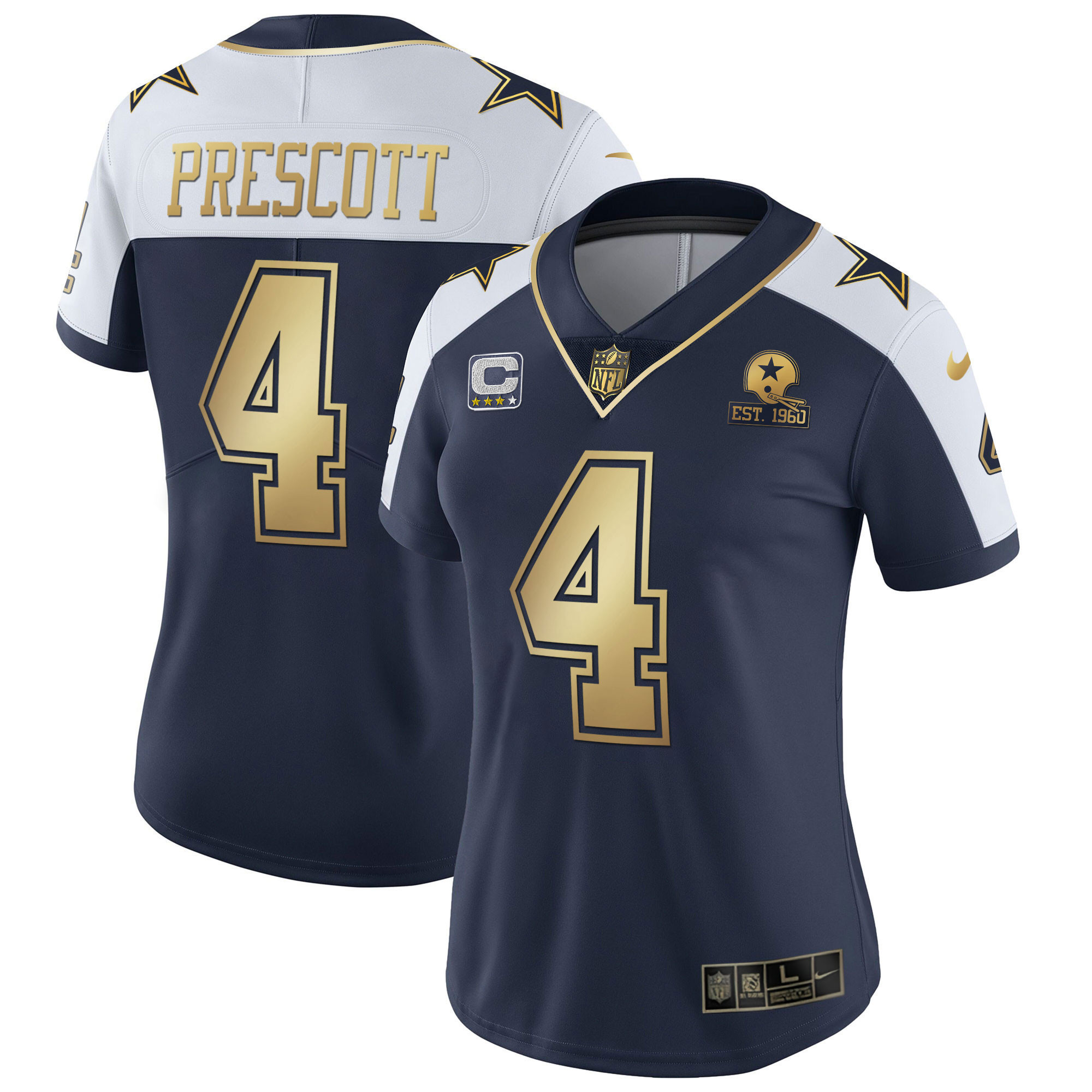 Dak Prescott Dallas Cowboys Alternate Vapor Navy Gold Limited Jersey - All Stitched 