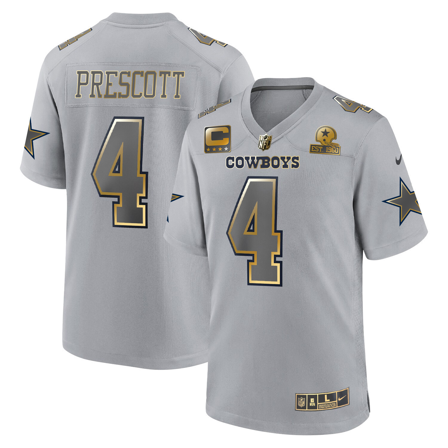 Dak Prescott Dallas Cowboys Atmosphere Fashion Gold Game Jersey - All Stitched 