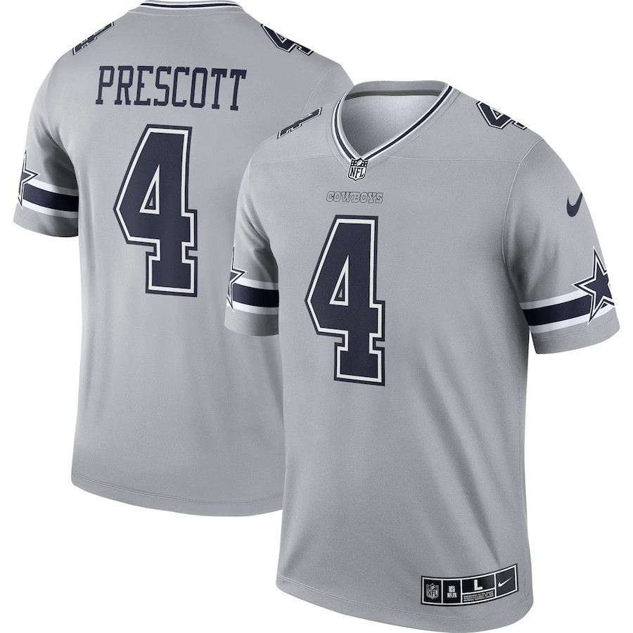 Dak Prescott Dallas Cowboys Game Inverted Gray Jersey - All Stitched 