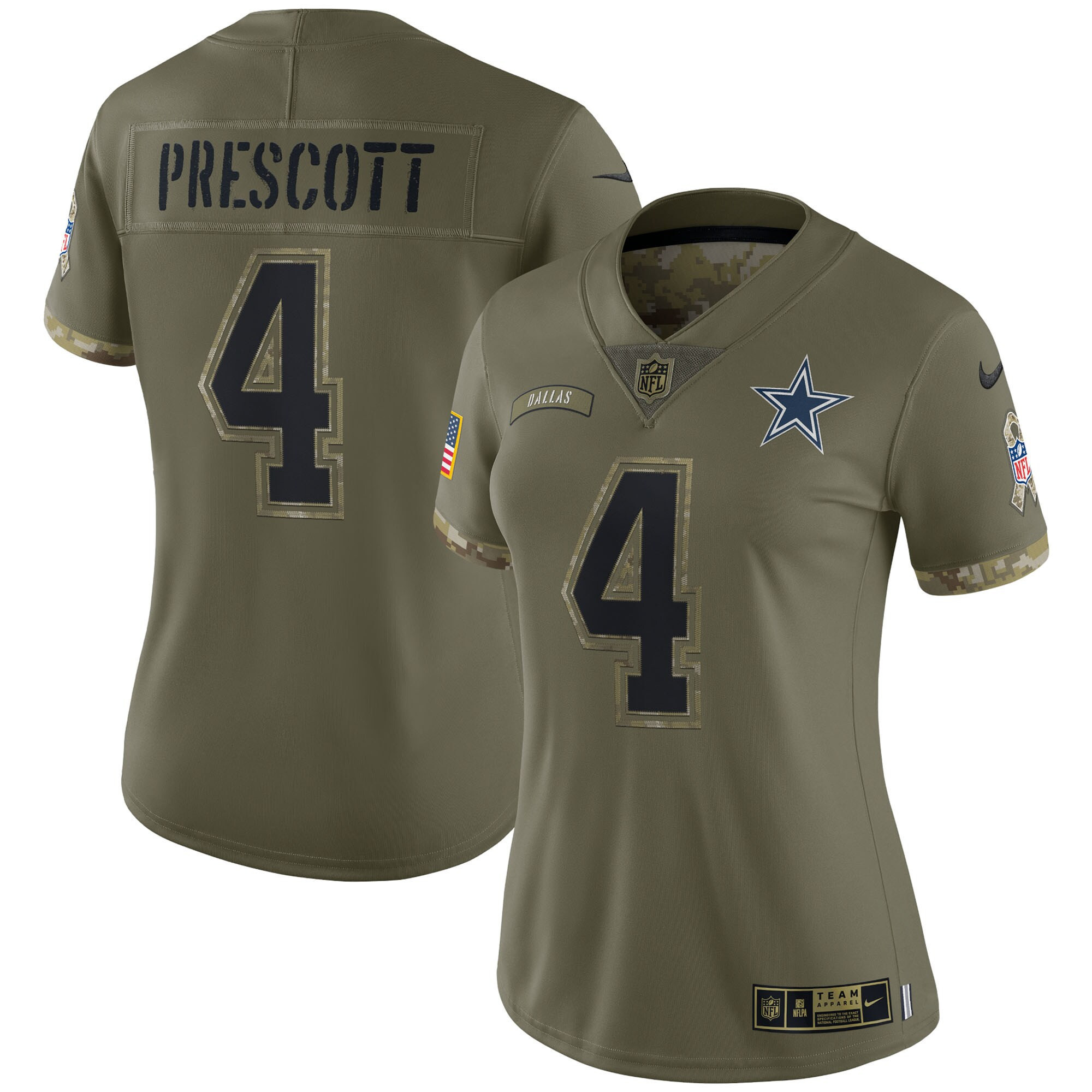 Dak Prescott Dallas Cowboys Salute To Service 2022 Limited - Olive Jersey - All Stitched 