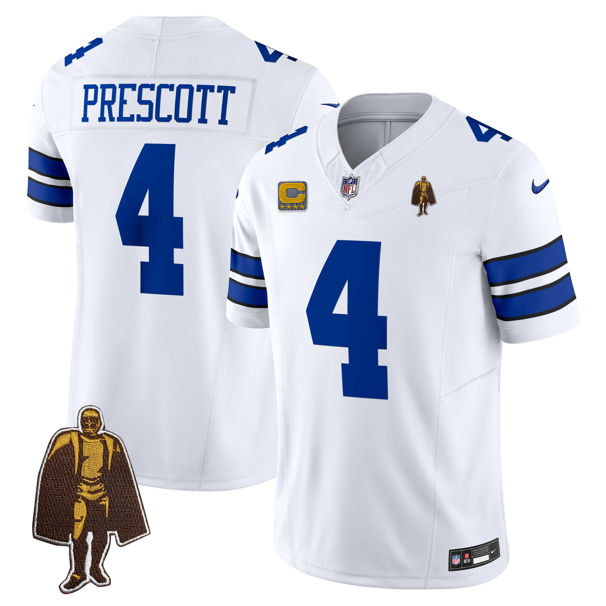 Dak Prescott Dallas Cowboys Walter Payton Patch White Jersey - All Stitched 