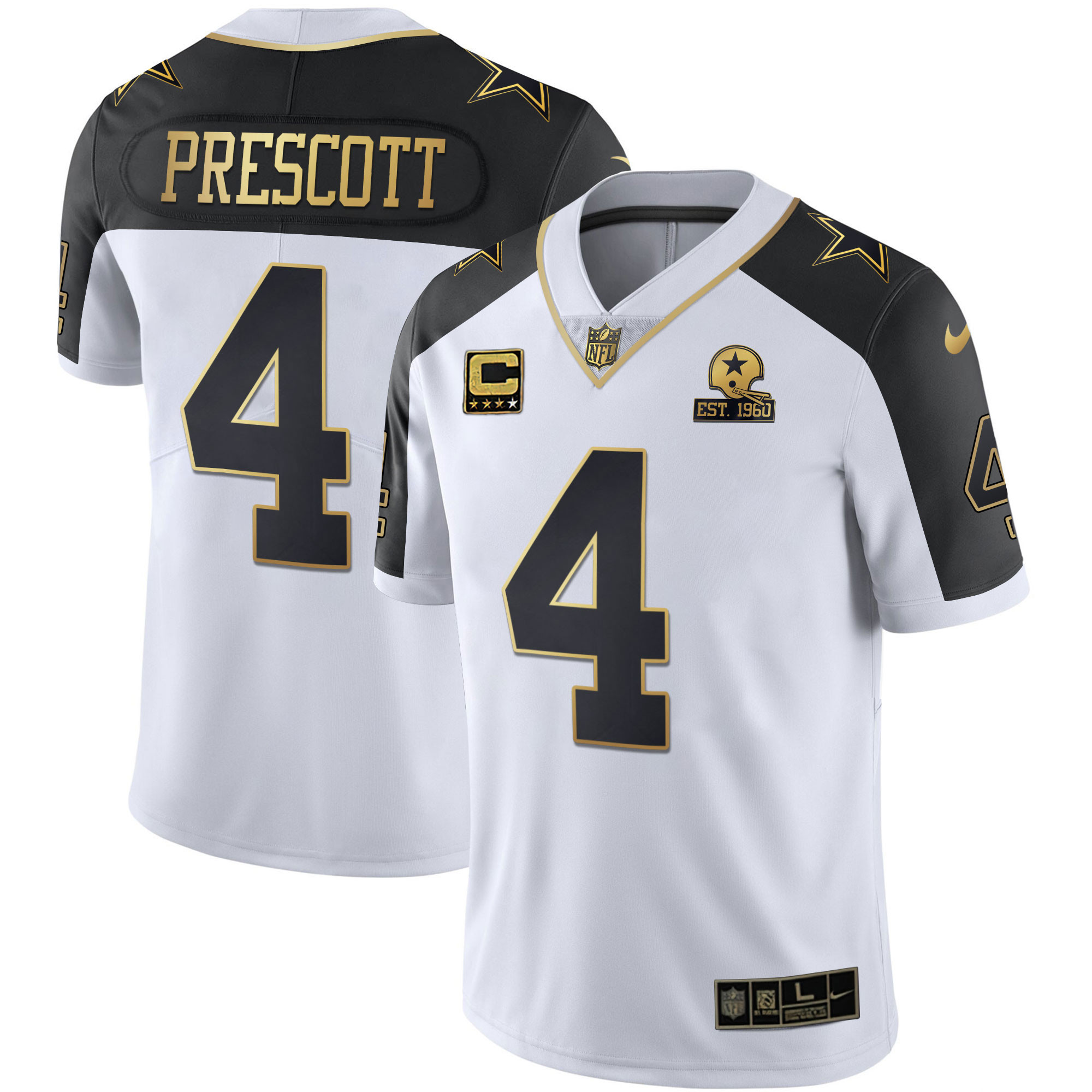 Dak Prescott Men's Dallas Cowboys Alternate Vapor Black Gold & Navy Gold Limited Black Inverted Jersey - All Stitched 