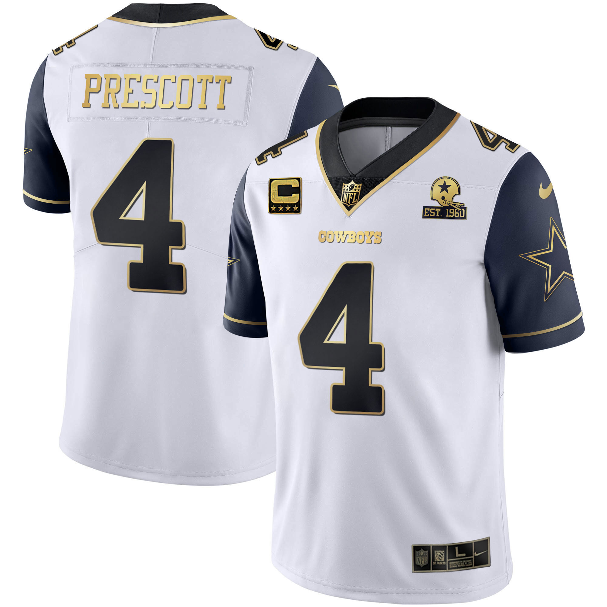 Dak Prescott Men's Dallas Cowboys Alternate Vapor Black Gold & Navy Gold Limited Navy Color Rush Jersey - All Stitched 