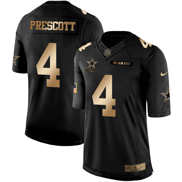 Dak Prescott Men's Dallas Cowboys Black Gold Collection Limited-Gold Jersey - All Stitched 