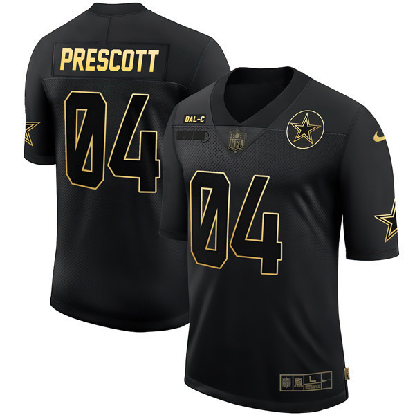 Dak Prescott Men's Dallas Cowboys Black Gold Collection Salute To Service Jersey - All Stitched 