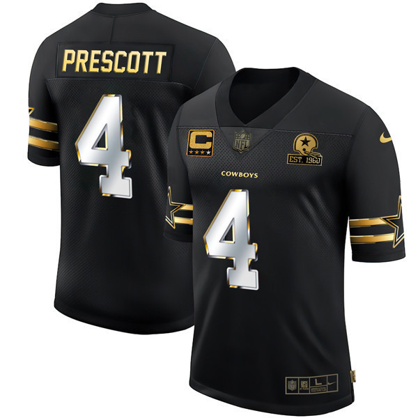 Dak Prescott Men's Dallas Cowboys Black Gold Collection Vapor Jersey - All Stitched 