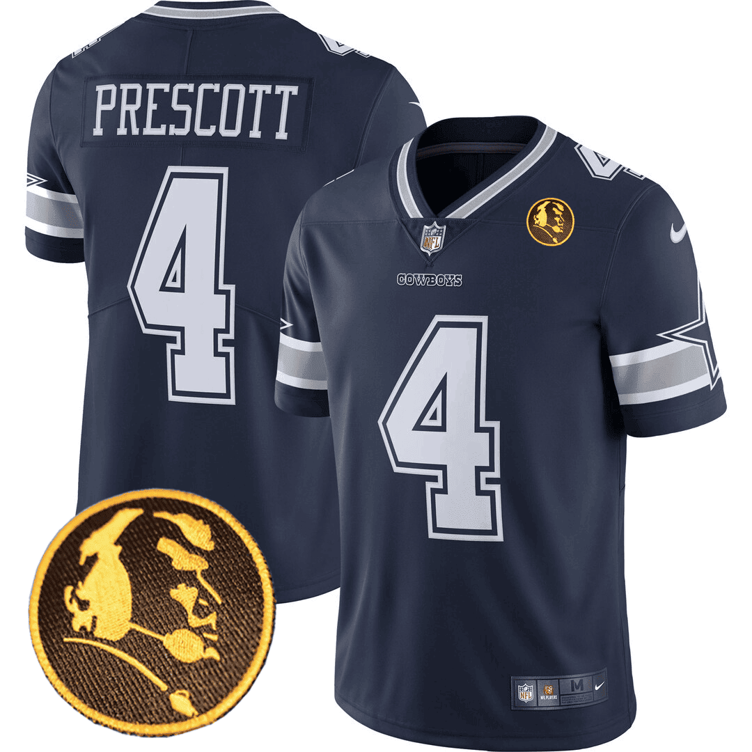 Dak Prescott Men's Dallas Cowboys John Madden Honoring Patch Navy Jersey - All Stitched 