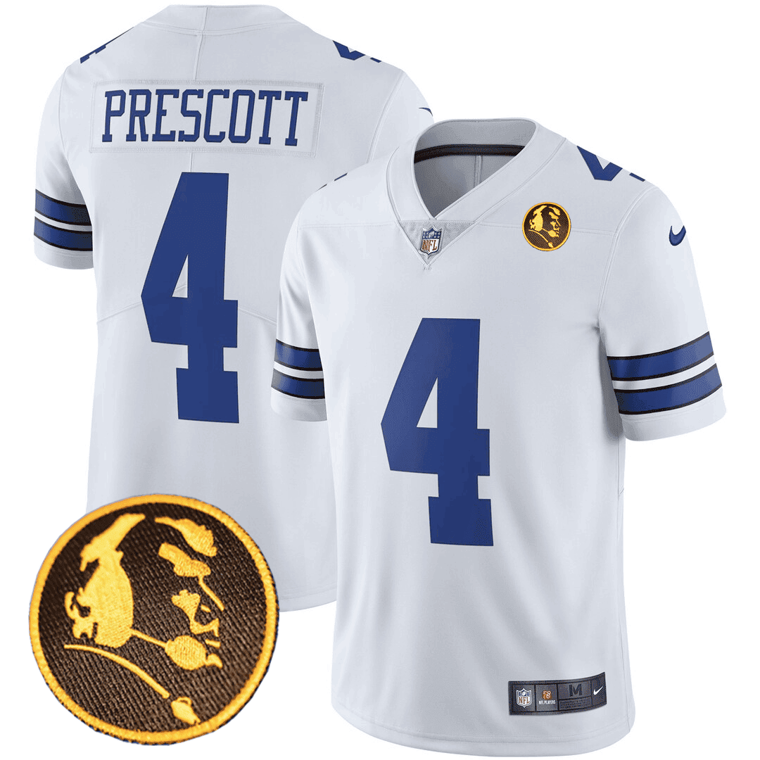 Dak Prescott Men's Dallas Cowboys John Madden Honoring Patch White Jersey - All Stitched 
