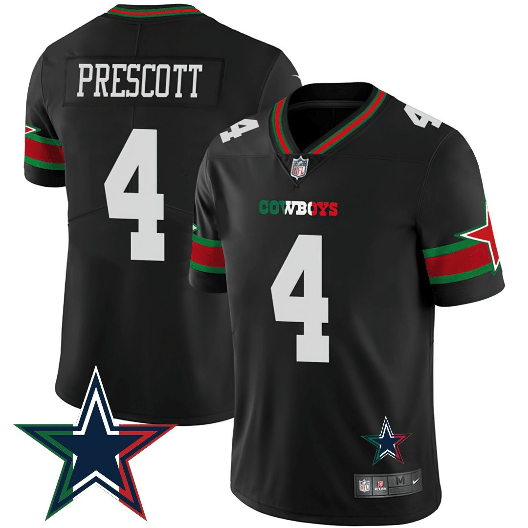 Dak Prescott Men's Dallas Cowboys Mexico Vapor Black Jersey - All Stitched 