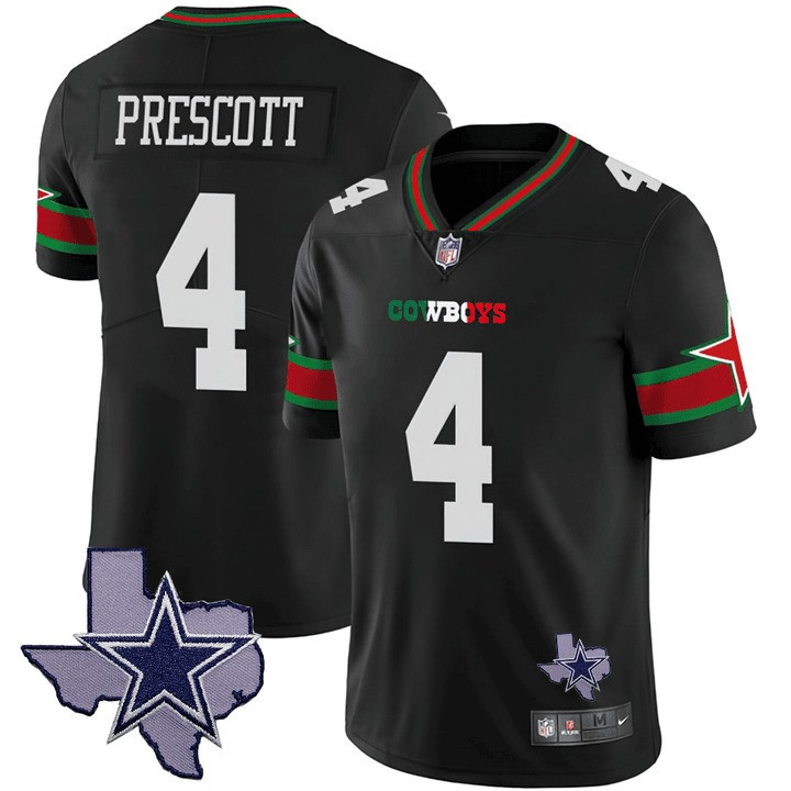 Dak Prescott Men's Dallas Cowboys Mexico Vapor Black Star Jersey - All Stitched 