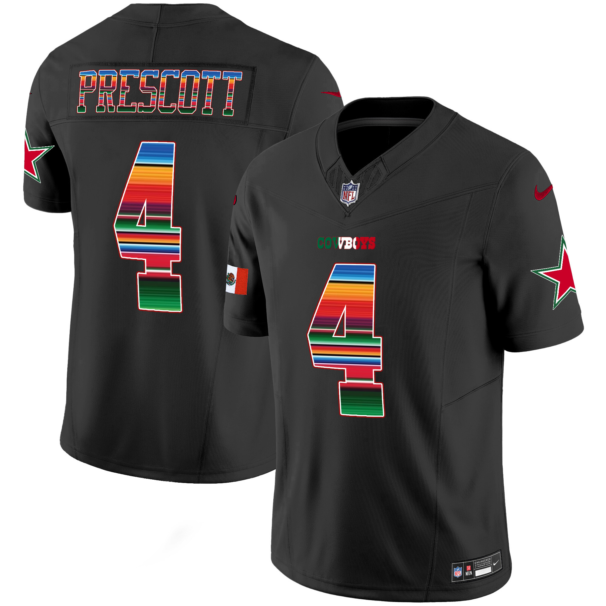 Dak Prescott Men's Dallas Cowboys Mexico Vapor Limited Black Jersey - All Stitched 