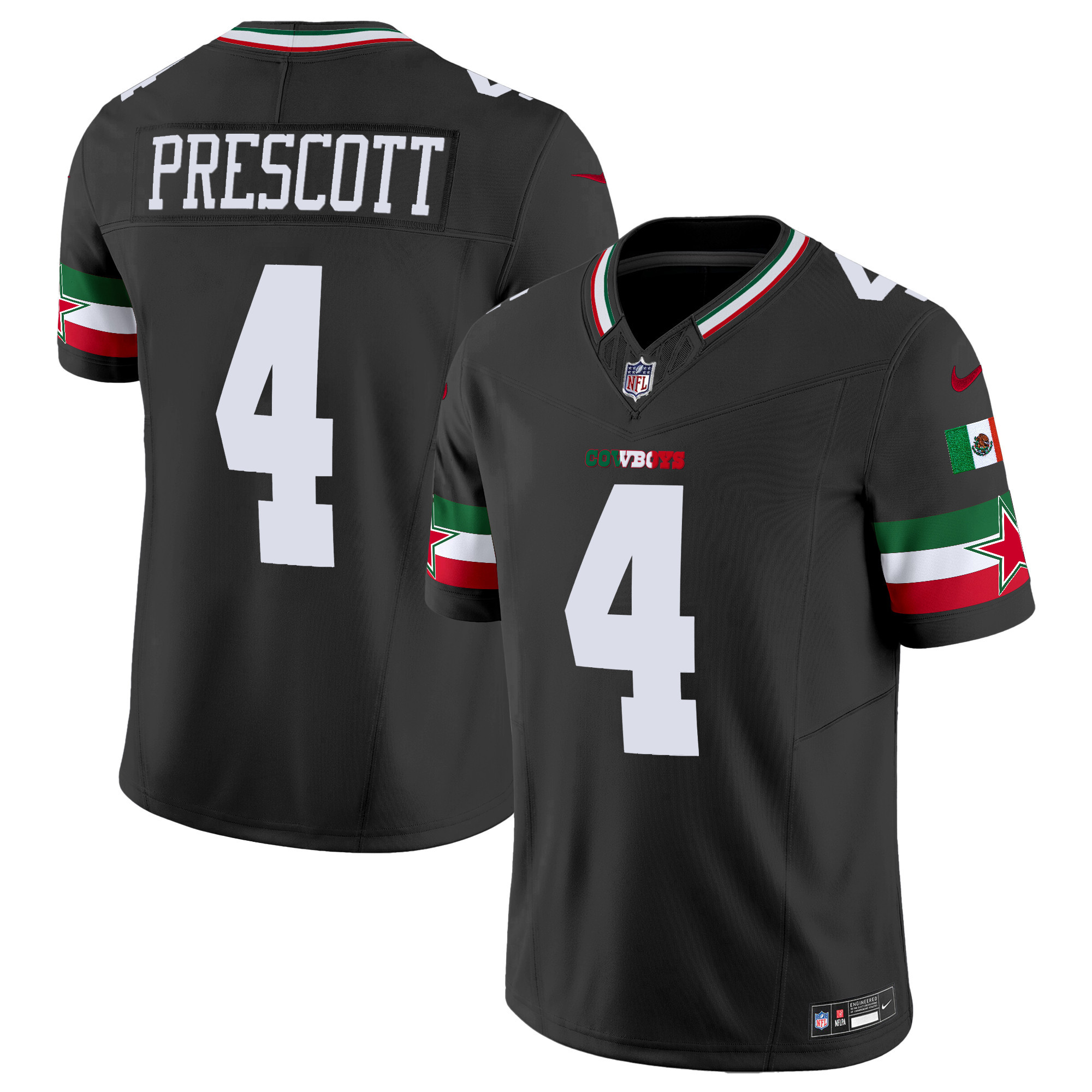 Dak Prescott Men's Dallas Cowboys Mexico Vapor Limited Black Jersey - All Stitched 