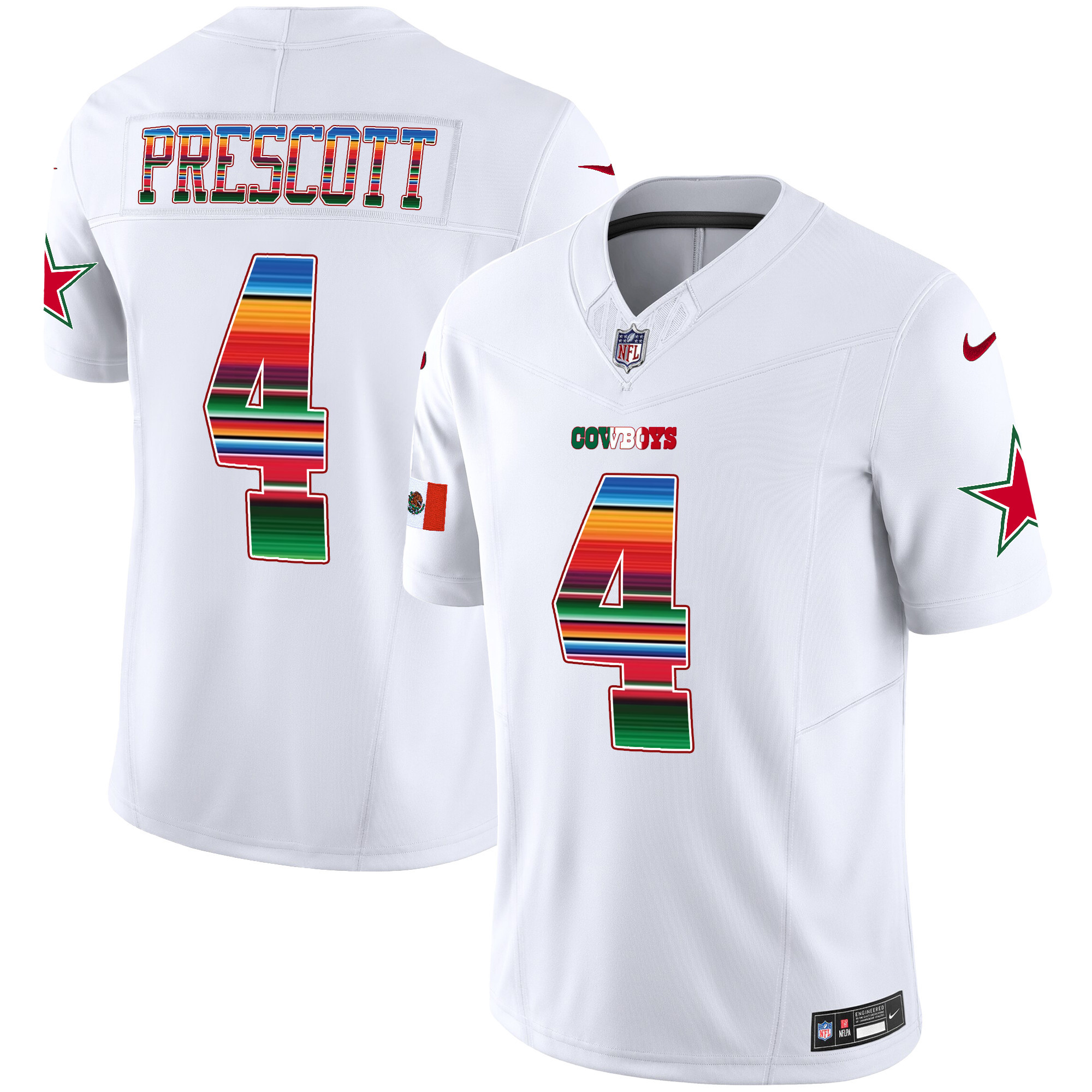 Dak Prescott Men's Dallas Cowboys Mexico Vapor Limited White Jersey - All Stitched 