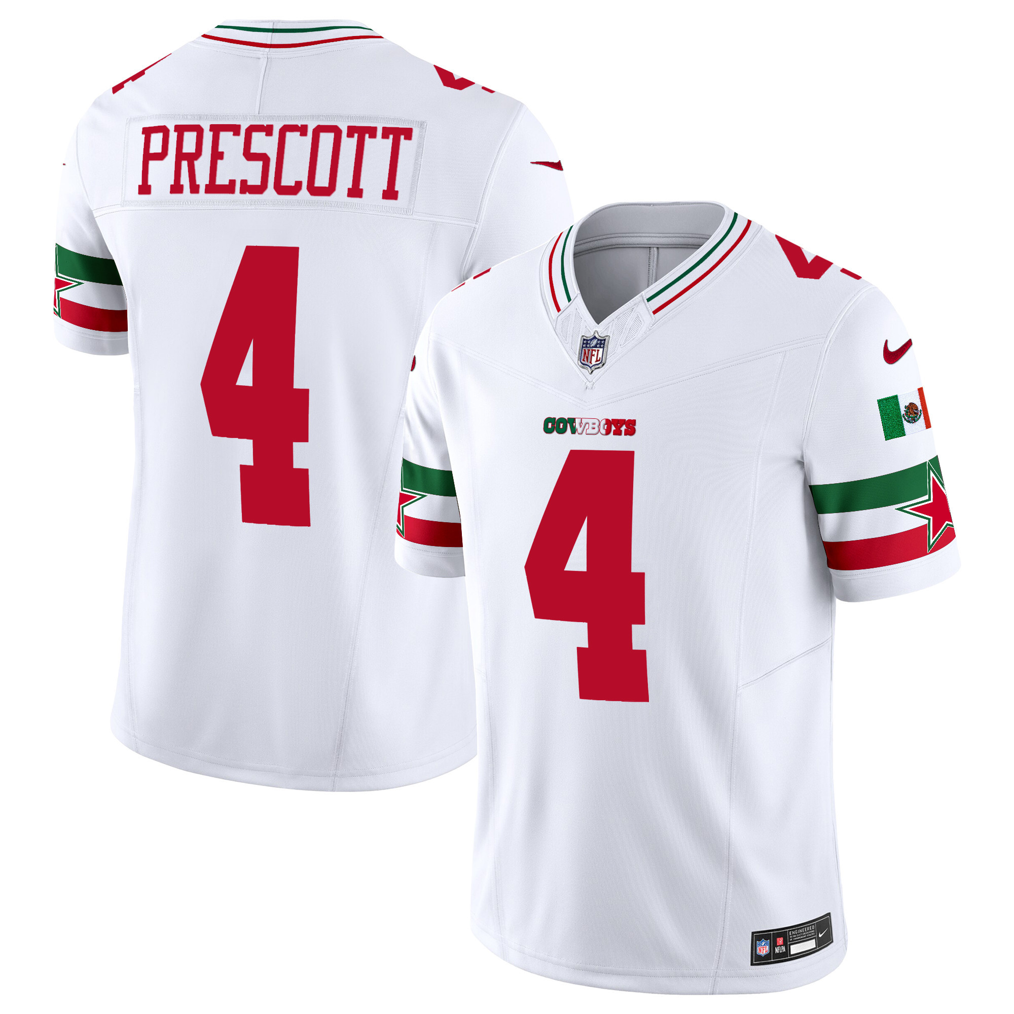 Dak Prescott Men's Dallas Cowboys Mexico Vapor Limited White Jersey - All Stitched 