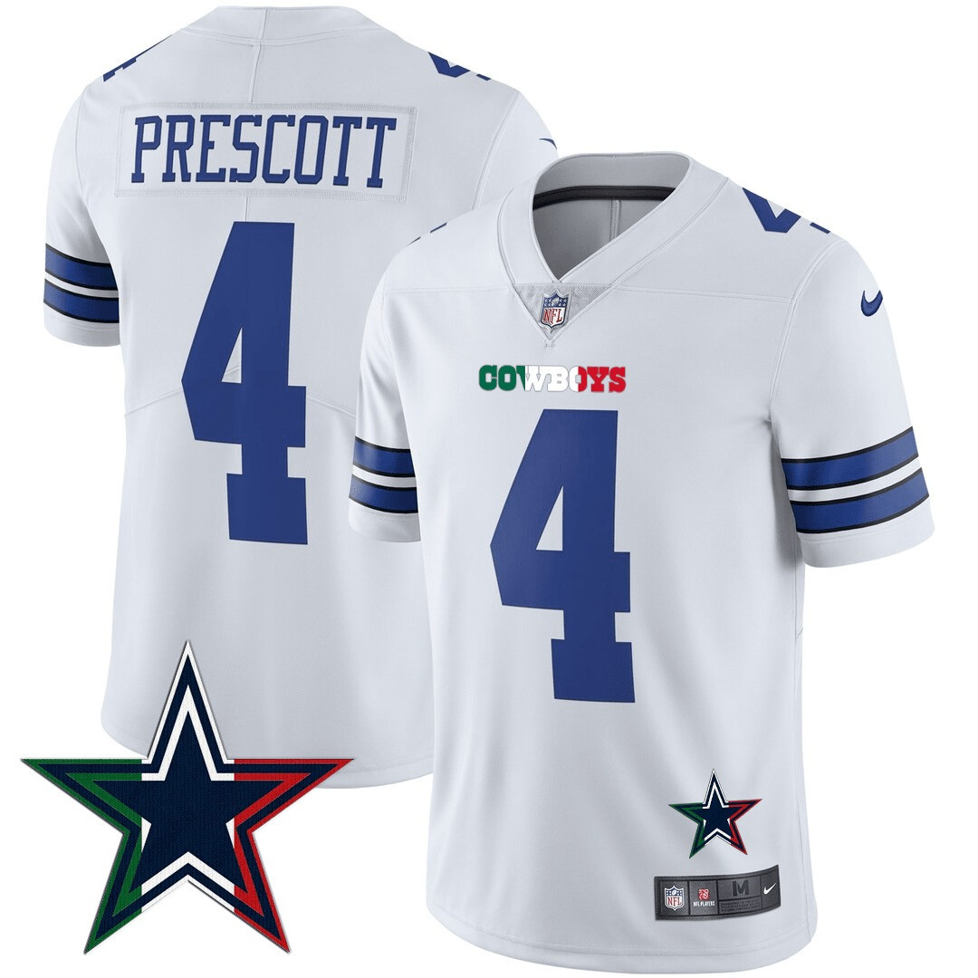 Dak Prescott Men's Dallas Cowboys Mexico Vapor White Jersey - All Stitched 