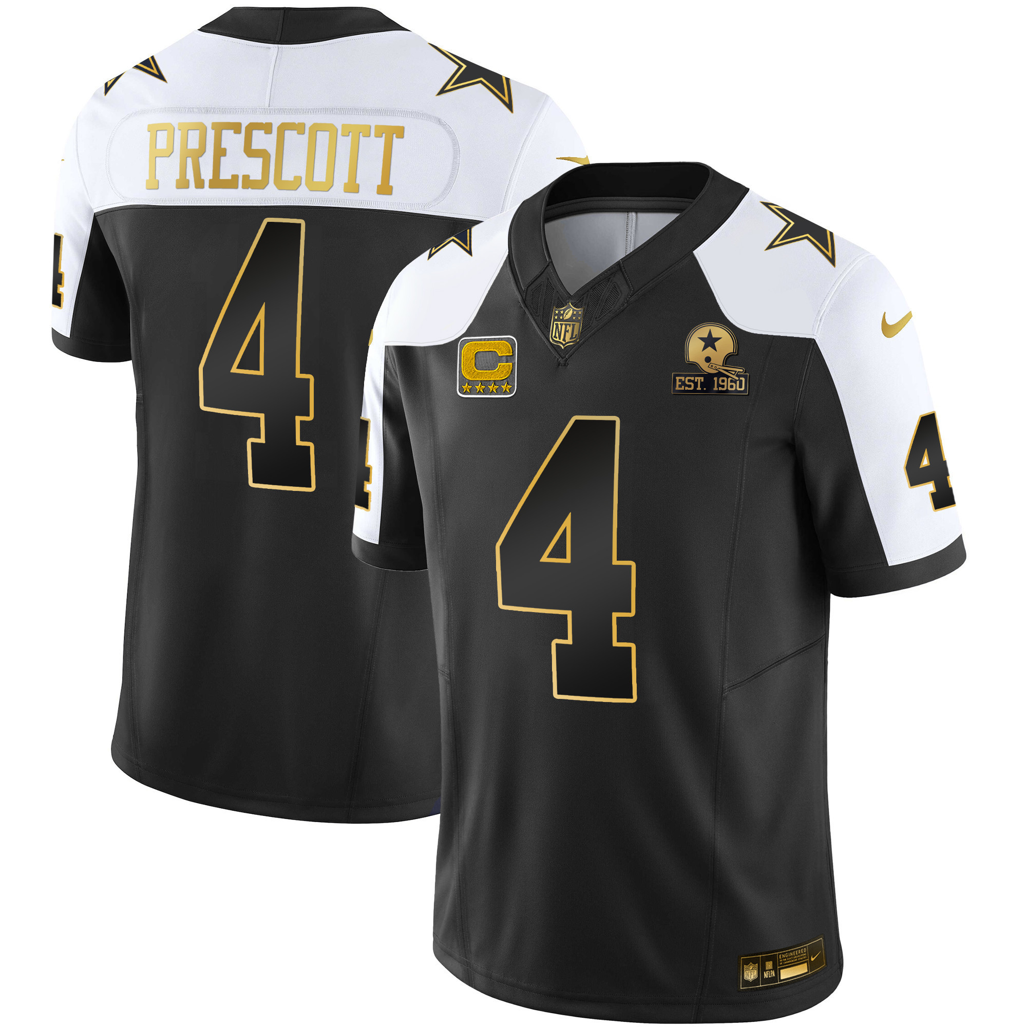 Dak Prescott Men's Dallas Cowboys Throwback Limited Vapor 2004 Black Gold Jersey - All Stitched 