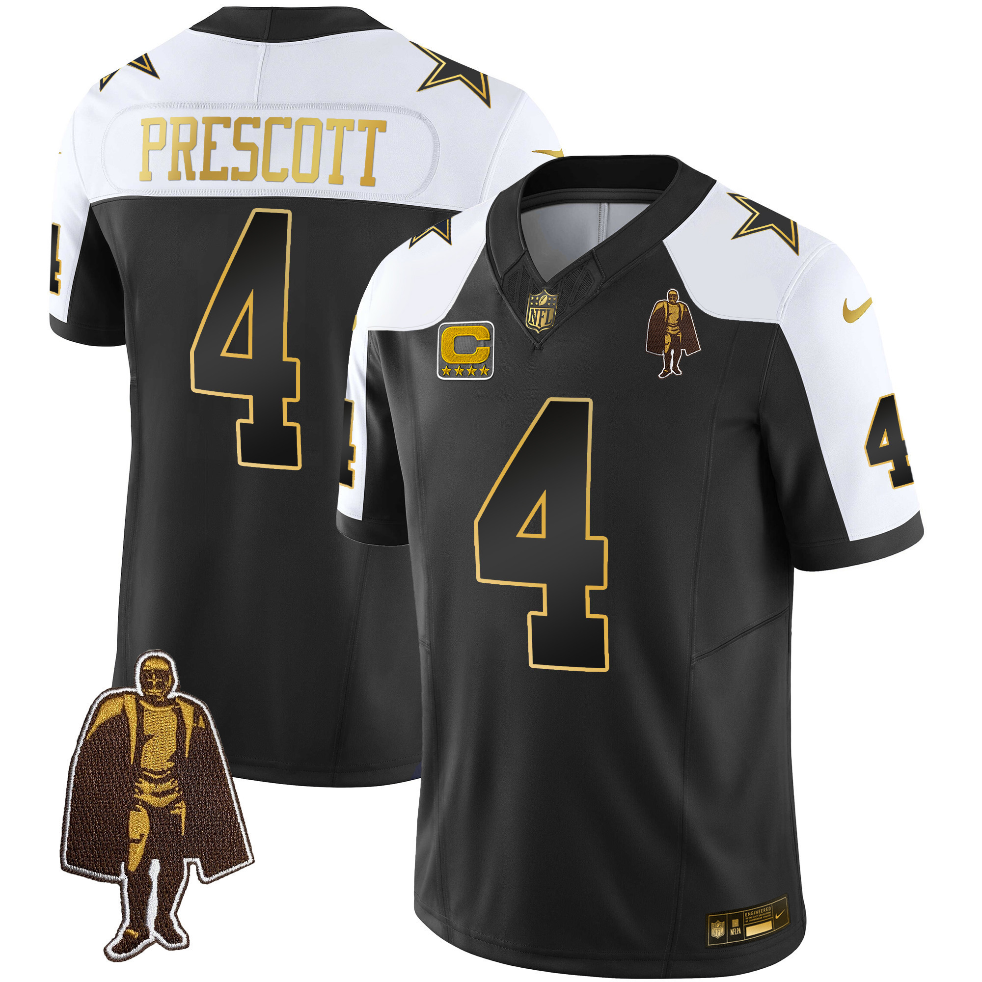 Dak Prescott Men's Dallas Cowboys Throwback Limited Vapor 2004 Black Gold Jersey - All Stitched 