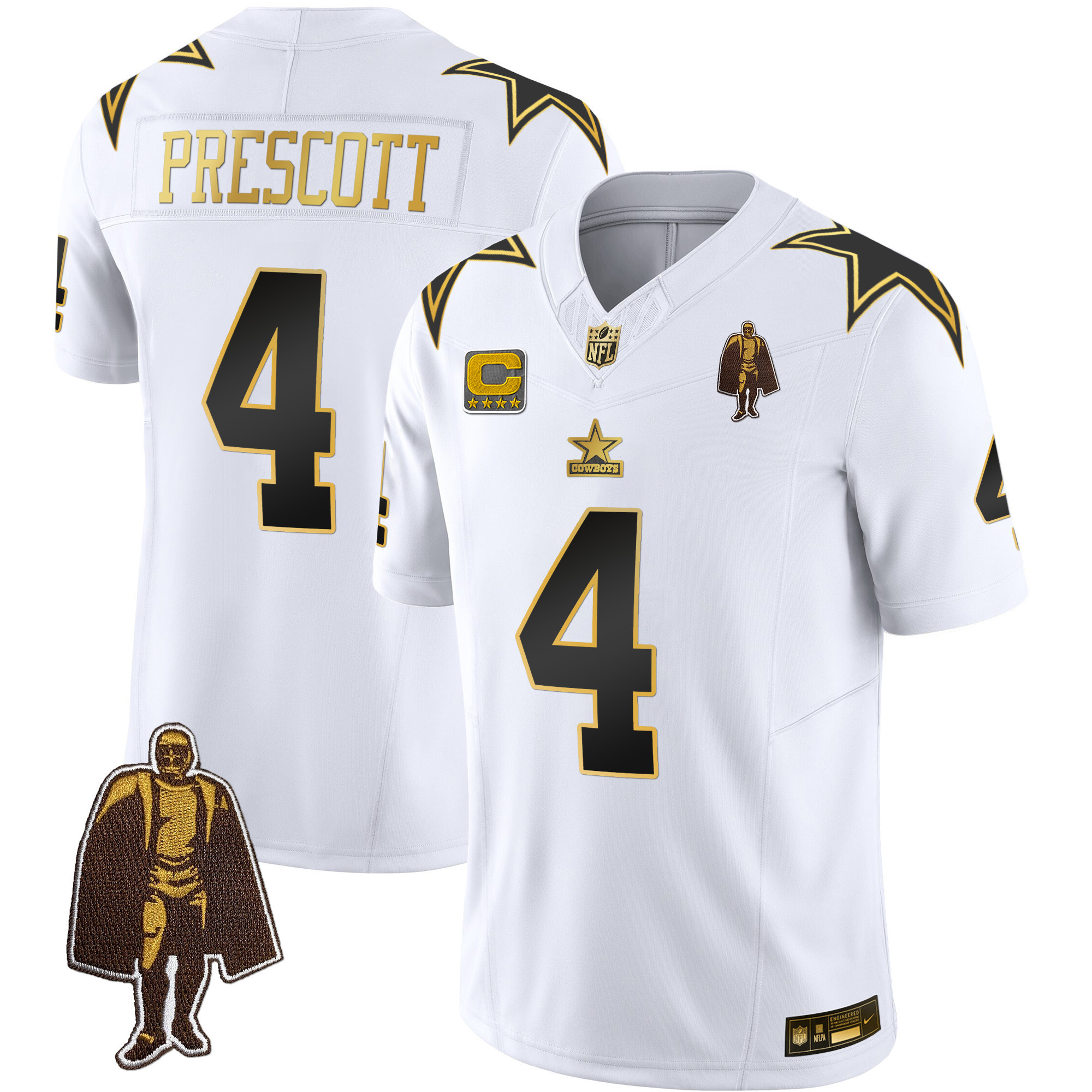 Dak Prescott Men's Dallas Cowboys Throwback Limited Vapor White Gold Jersey - All Stitched 