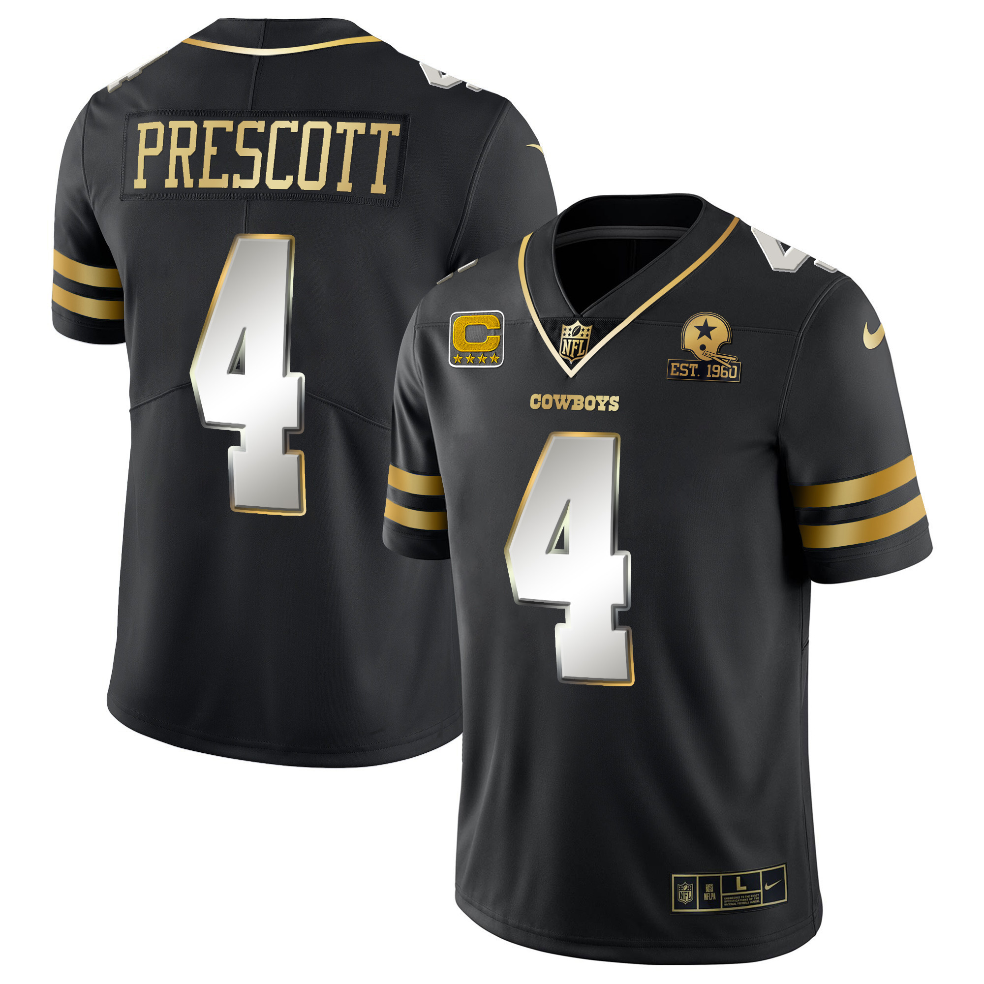 Dak Prescott Men's Dallas Cowboys Vapor Gold Black Limited Jersey - All Stitched 
