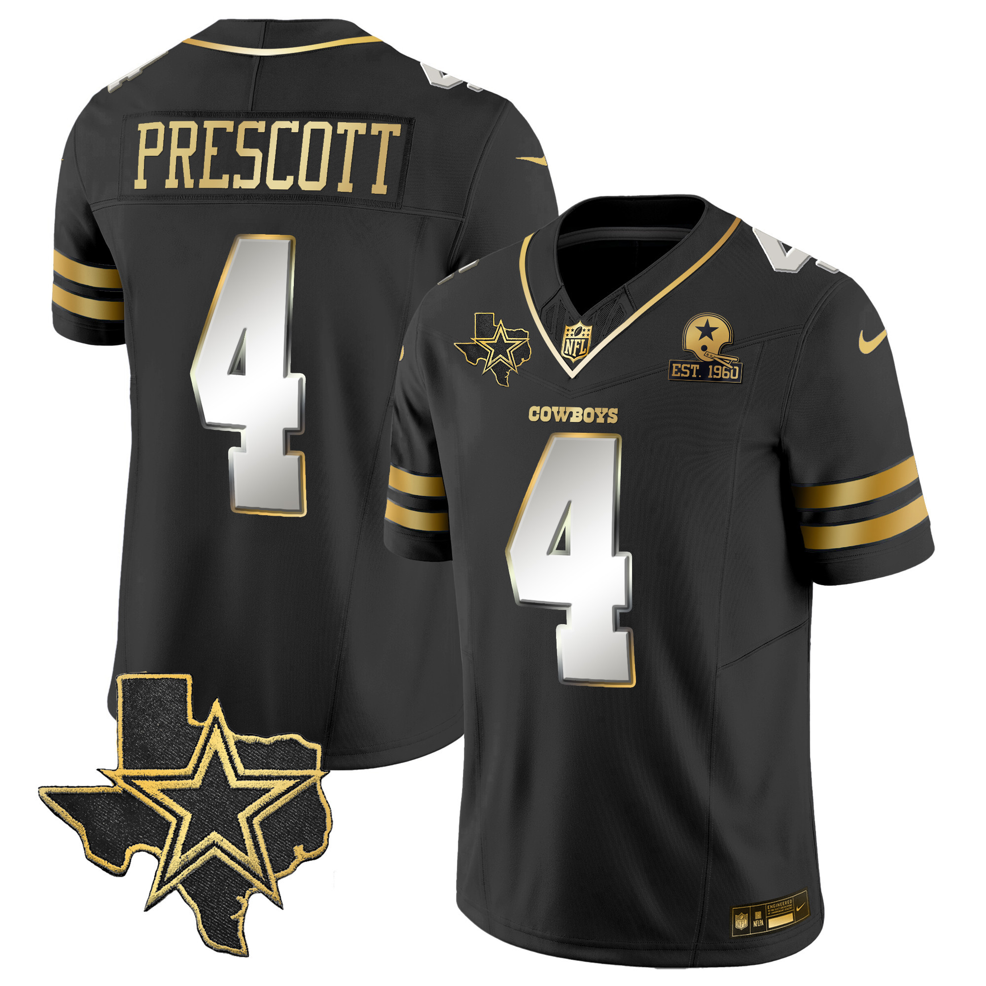Dak Prescott Men's Dallas Cowboys Vapor Gold Black Limited Jersey - All Stitched 