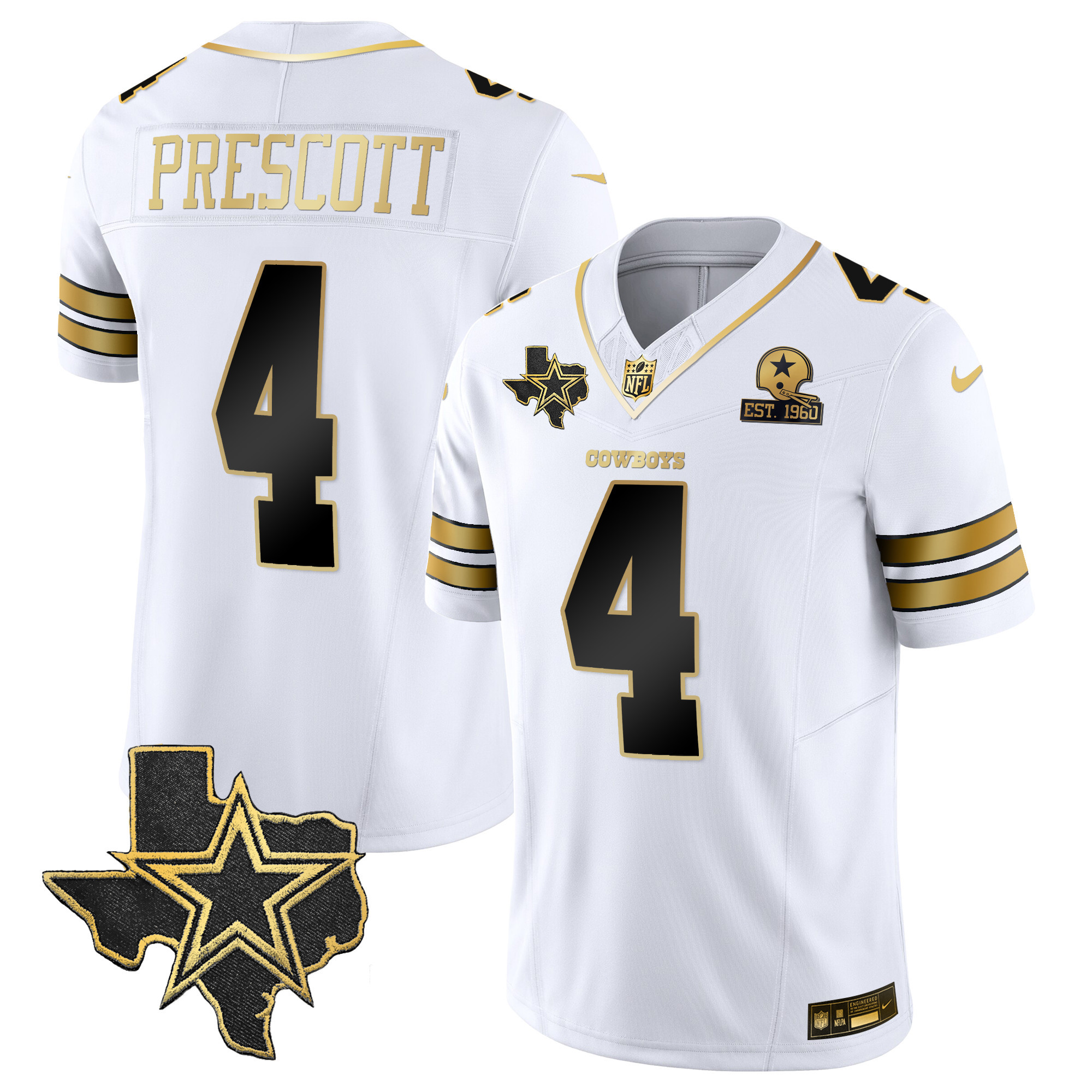 Dak Prescott Men's Dallas Cowboys Vapor Gold White Gold Jersey - All Stitched 