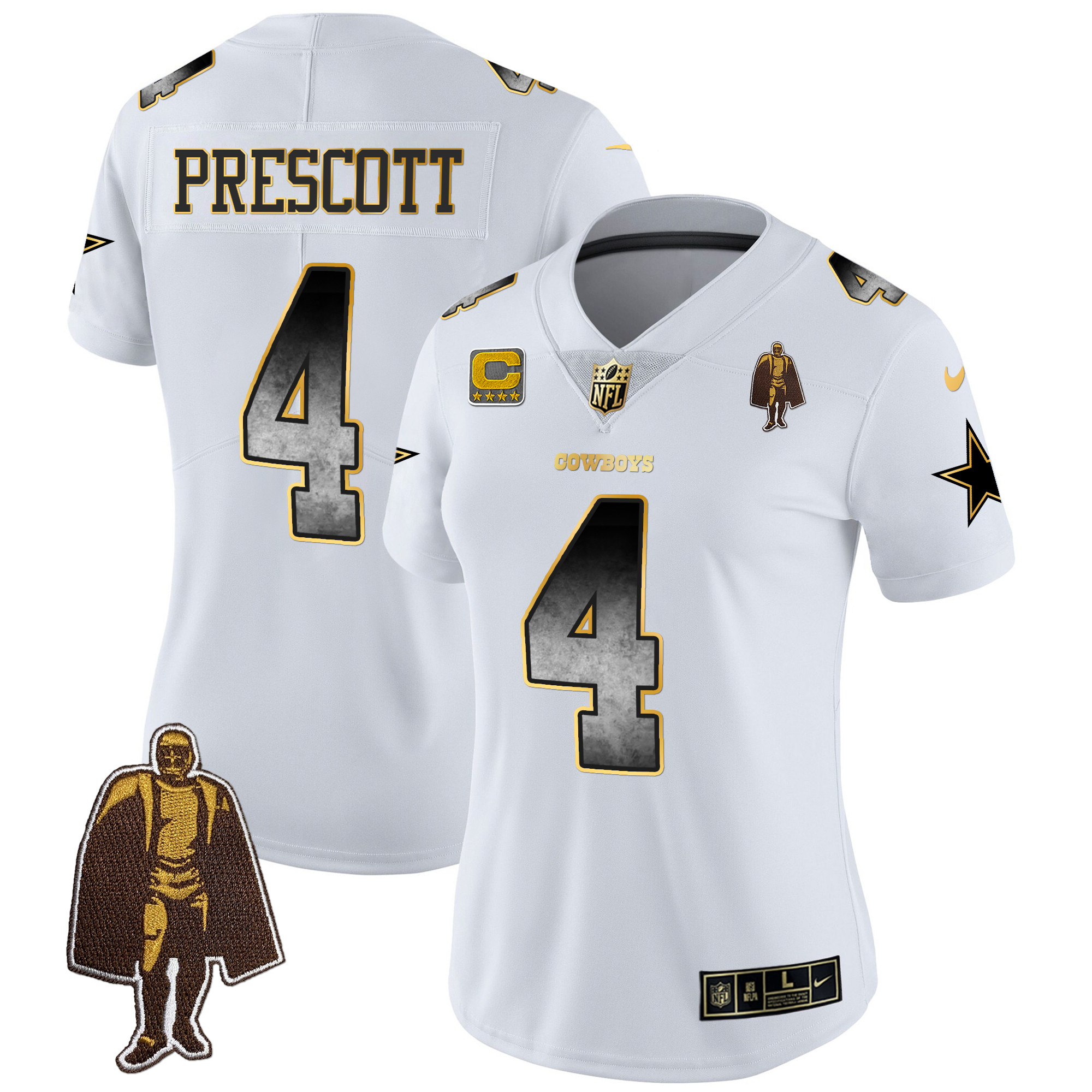Dak Prescott Women's Dallas Cowboys Arch Smoke Vapor White Jersey - All Stitched 