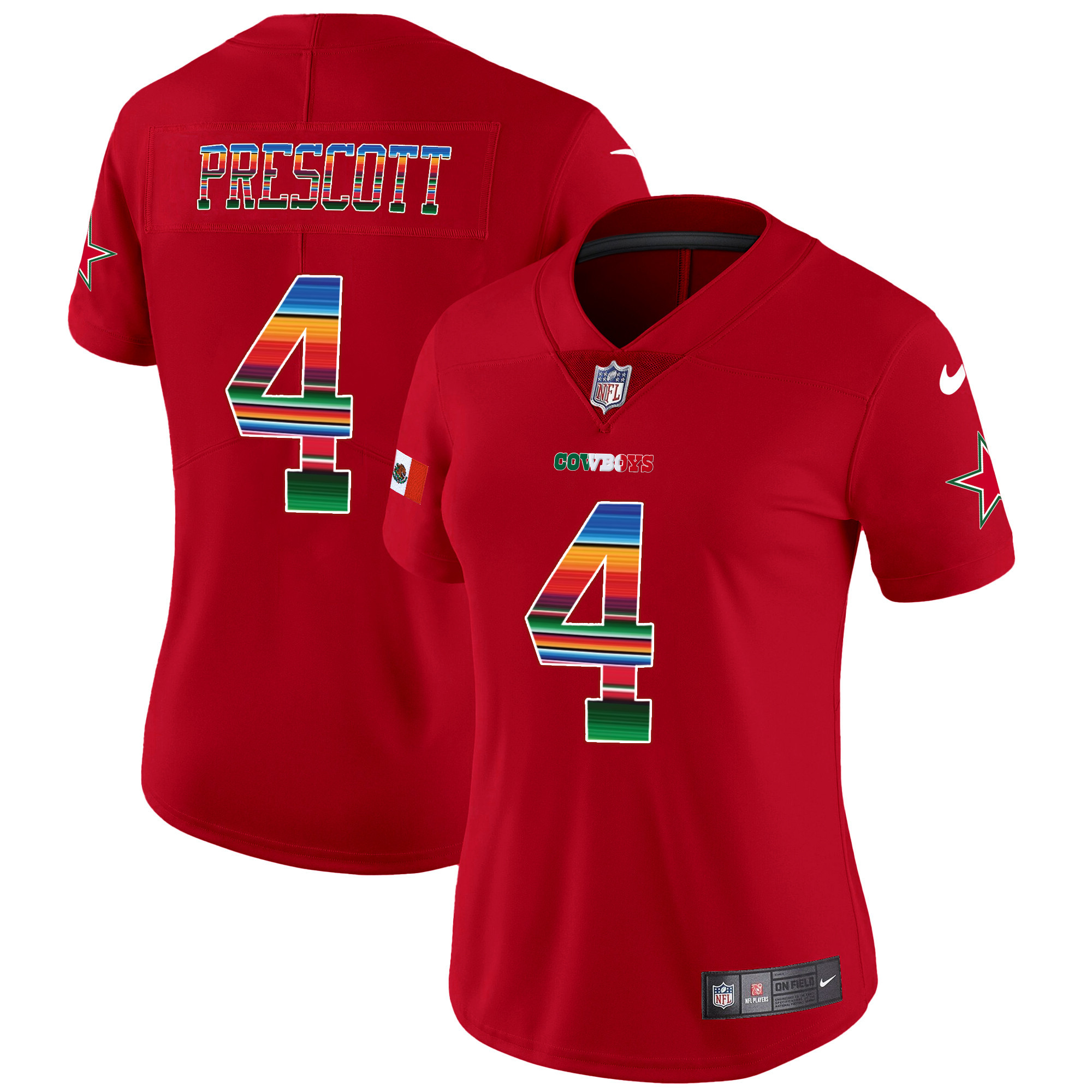 Dak Prescott Women's Dallas Cowboys Mexico Vapor Limited Red Jersey - All Stitched 
