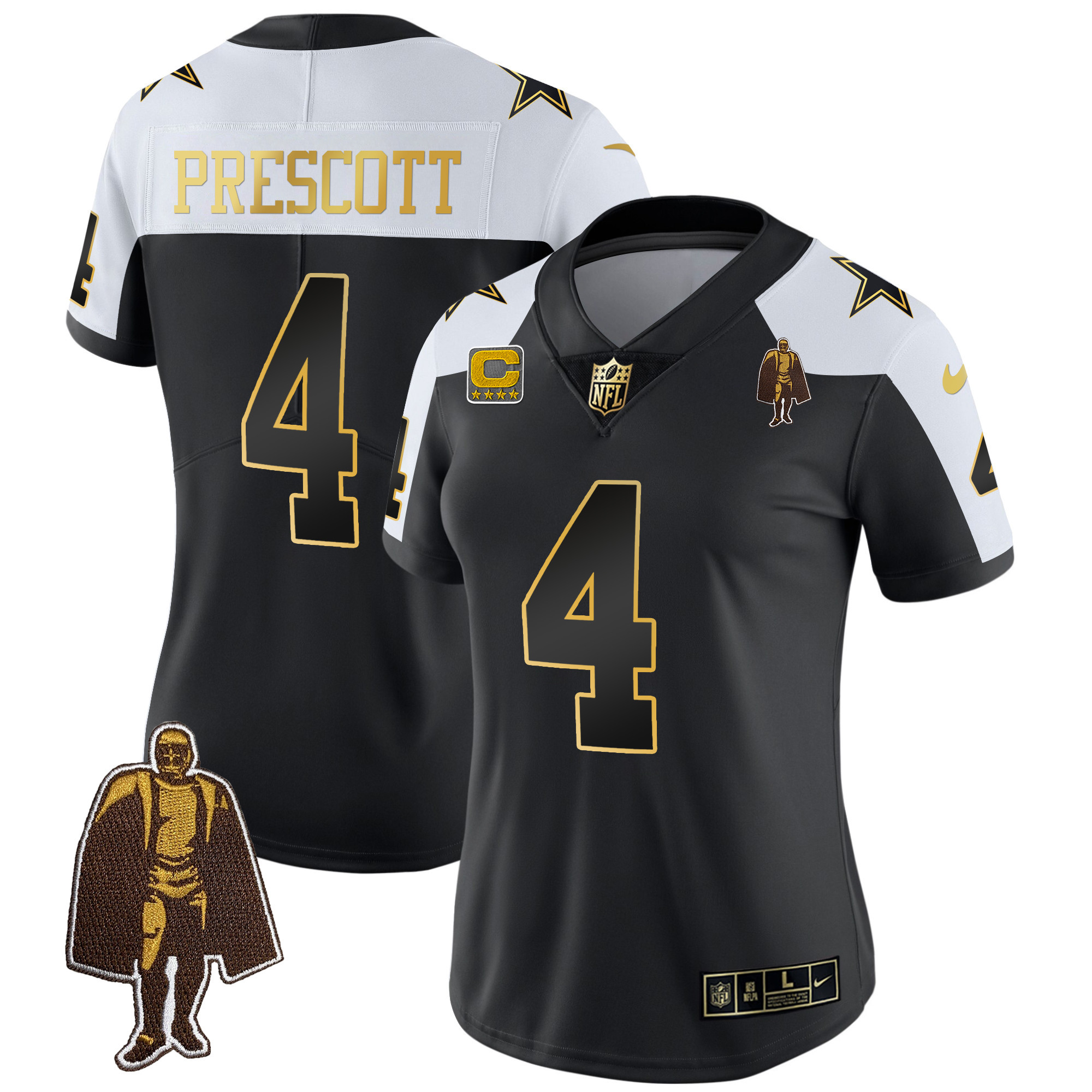 Dak Prescott Women's Dallas Cowboys Throwback Limited Vapor 2004 Black Gold Jersey - All Stitched 