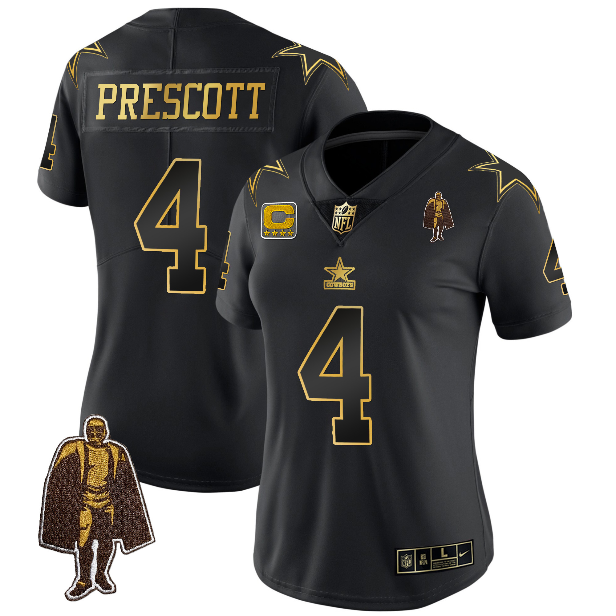 Dak Prescott Women's Dallas Cowboys Throwback Limited Vapor Black Gold Jersey - All Stitched 